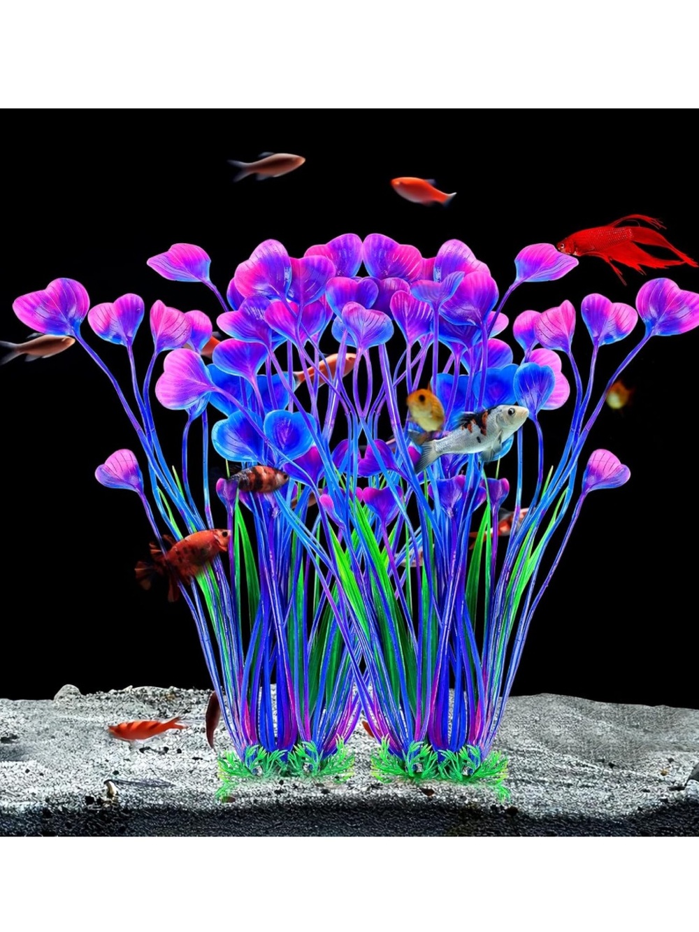 Neon Purple & Blue Aquarium Plant Accent